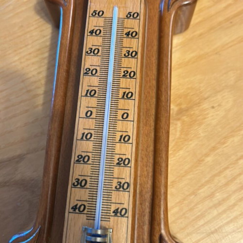 Wooden clock, thermometer, hygrometer and barometer like new, functional