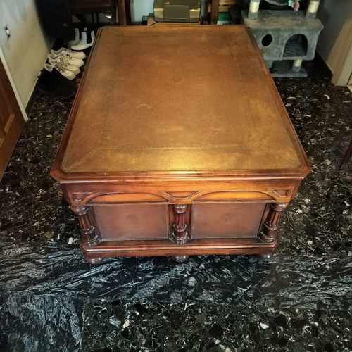 Neoclassical coffee table used with 18 drawers and 6 writing shelves