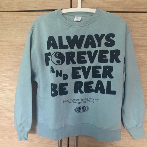 Zara sweatshirt for girls age 13 turquoise like new