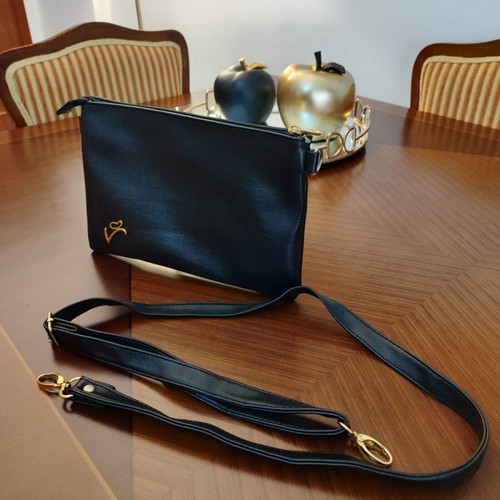 Black Leatherette Bag like new with gold details