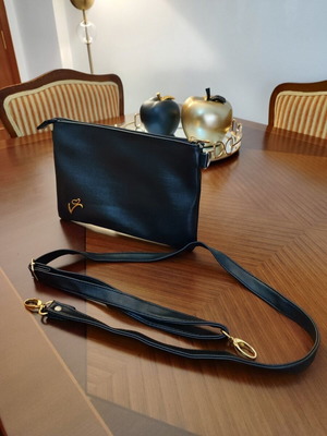 Black Leatherette Bag like new with gold details