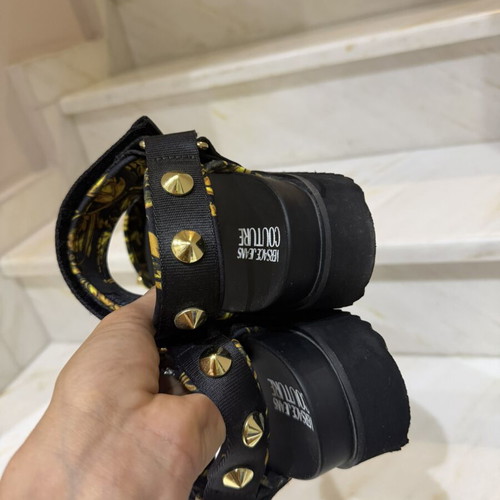 Versace sandals used, black and gold, size 40
