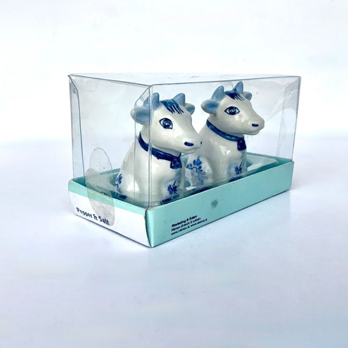 Dutch Delft Salt and Pepper Cow Set New, hand-painted porcelain