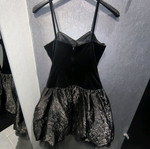 Vintage 80s balloon dress velvet and jacquard like new, black