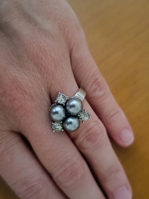 Steel ring with stones like new, adjustable