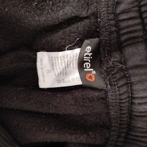 Etirel black unisex tracksuit set with fleece lining, size S like new