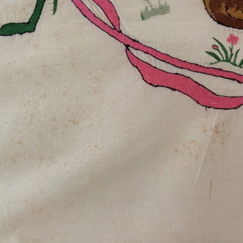 Engraved Folk Art Embroidery 'Ο Αρραβών' on Fabric, Used
