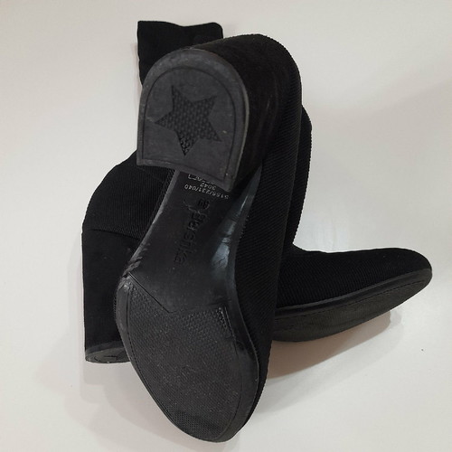 Μπότες Bershka μαύρες με ελαστικό ύφασμα Νο 39 σαν καινούργιο