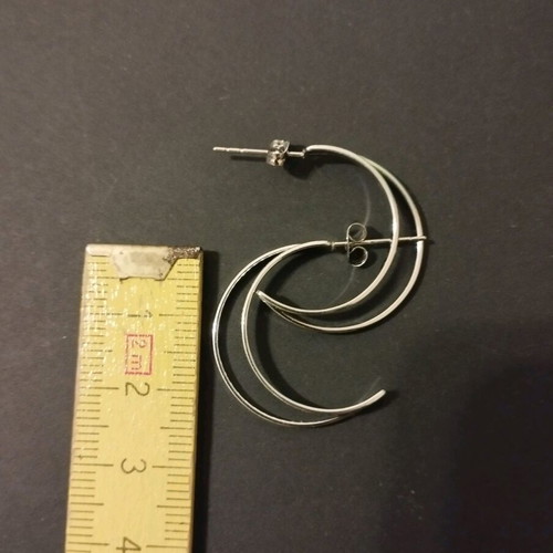 Stainless steel earrings like new, double hammered hoops