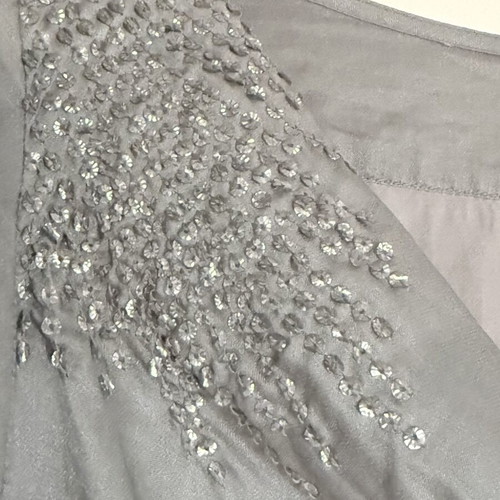 Noa Noa gray silk blouse with shoulder embroidery, like new, size S