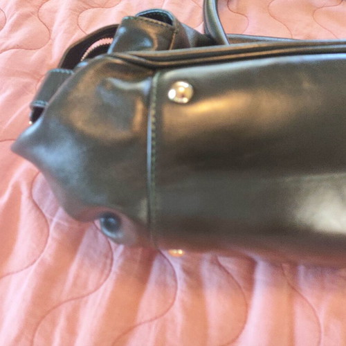 Folio leather women's handbag like new, dark green bowling style