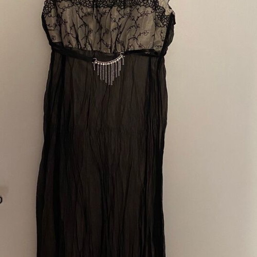 Black Italian evening dress like new with beige lining and lace