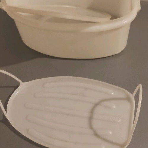 Tupperware Oval Bowl With Auxiliary Tray Like New