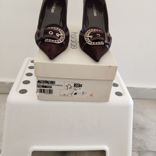 Haralas women's pumps Western Boho size 38.5 suede and leather like new, brown