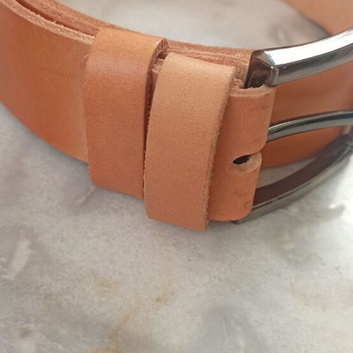 Leather belt new, handmade, Greek made, beige color