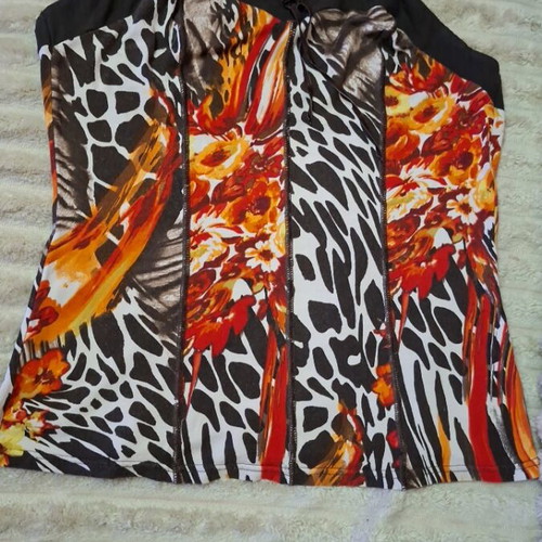 Vintage RAXEVSKY Y2K Corset-Style Top with Animal and Floral Print Size XL like new