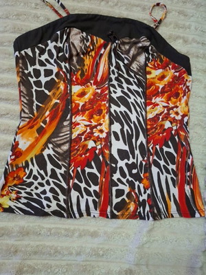 Vintage RAXEVSKY Y2K κορσέ τοπ με animal και floral print μέγεθος XL σαν καινούργιο