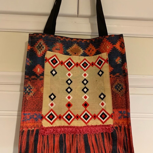 Large handmade fabric bag new with embroidery