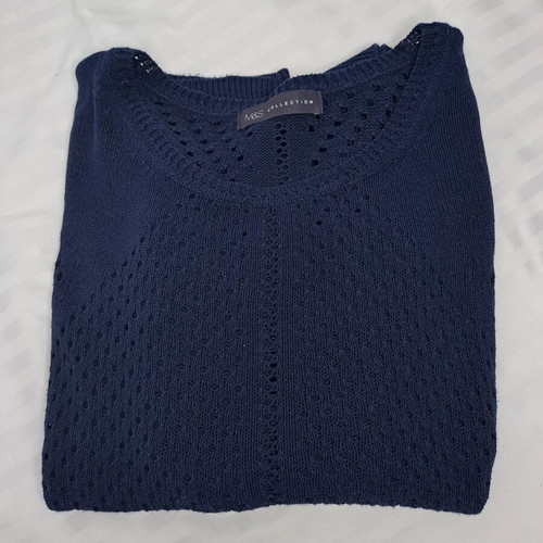 M&S Collection Navy Open-Knit Jumper like new, size UK 14