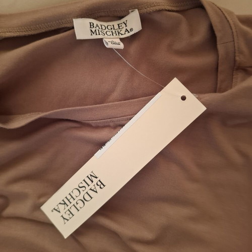 Badgley Mischka blouse new, dark beige with ruffled sleeves