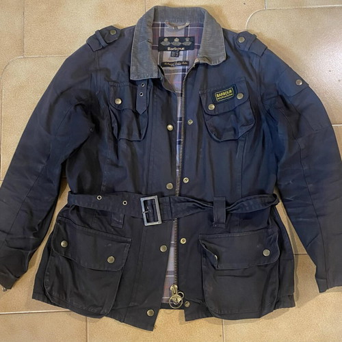 Barbour jacket tartan used, UK size 12, black