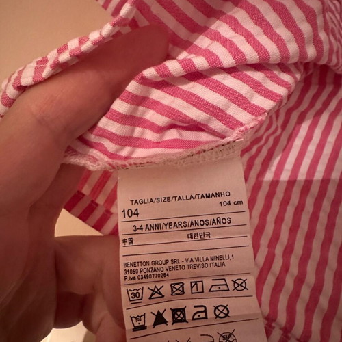 Benetton striped pink shirt like new, size 3-4 years
