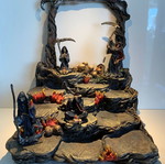 Gothic decorative resin base with 4 used Grim Reaper figures