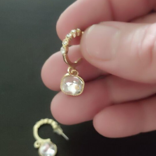 Earrings set like new, 2 pairs gold color with stones