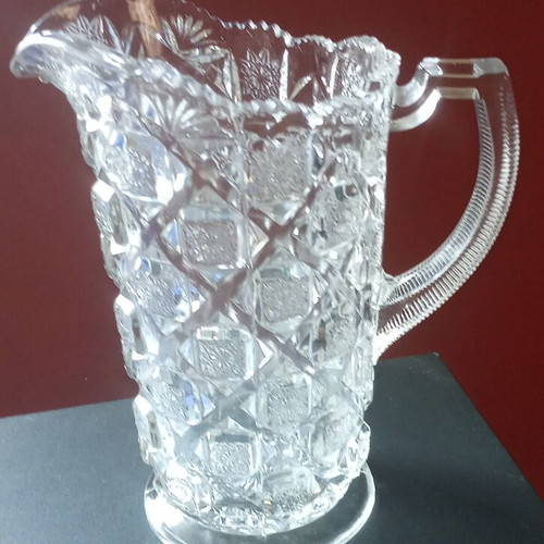 Glass Pitcher 1910 Checkerboard Pattern Westmoreland Specialty Co.