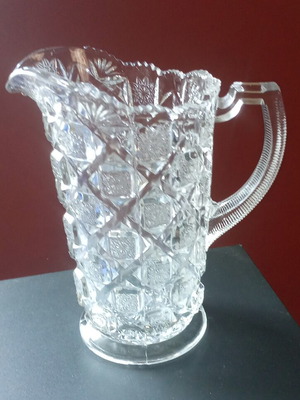 Glass Pitcher 1910 Checkerboard Pattern Westmoreland Specialty Co.