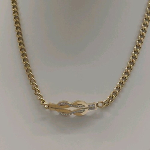 Steel necklace new, gold color with infinity design