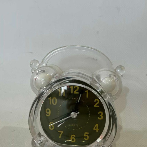 Quartz 10x4 table clock alarm used, analog