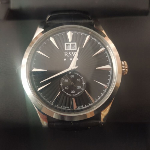 RSW Retro Gate Date Watch Swiss Made new, men's black