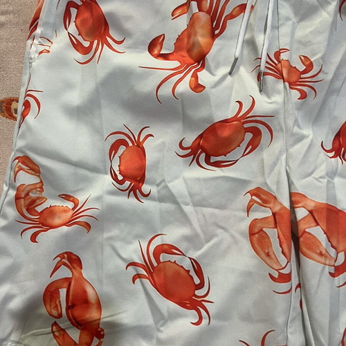 Swim shorts with crabs size XL new, orange and turquoise