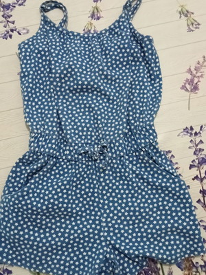 Cat&Jack Short Jumpsuit S for 6/7 Years Like New, Blue and White