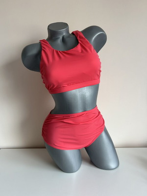 Two-piece swimsuit new, sizes XS/S, red and orange