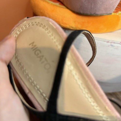 Migato πλατφόρμες wedges μέγεθος 37 μεταχειρισμένες, ροζ-λιλά με τιρκουάζ λουράκια