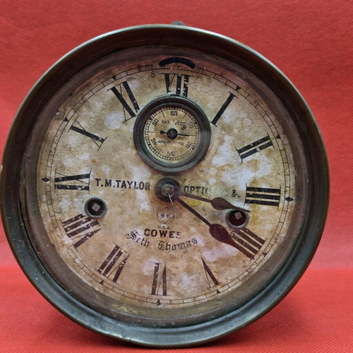 Antique nautical ship clock T.M. Taylor Cowes used with Seth Thomas mechanism