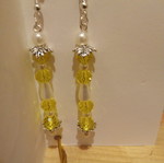 Handmade yellow earrings with beads and pearls, new