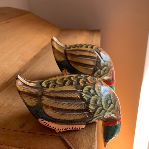 Wooden handmade ducks set of two new