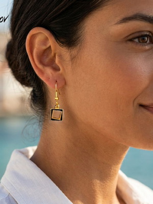 Nox Aurea Earrings new, black and gold enamel, handmade