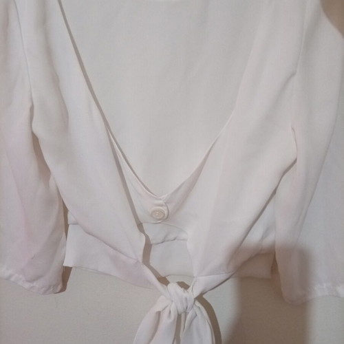 Anel modern white off-shoulder blouse, three-quarter sleeves