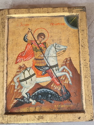 Saint George painting used, 20 x 16 cm