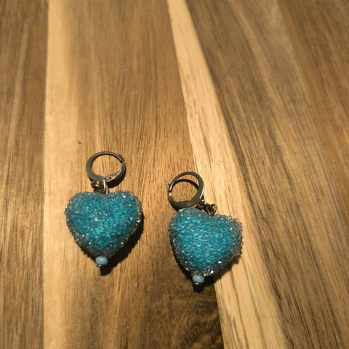 Sugar heart earrings new, blue Agifty