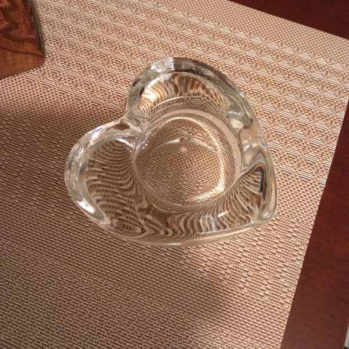 Crystal heart tealight holder like new, 10 cm diameter