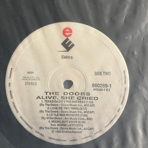 Doors Alive She Cried LP used with frame