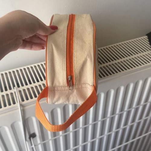 Large zipper travel toiletries pouch H&M like new, beige and orange