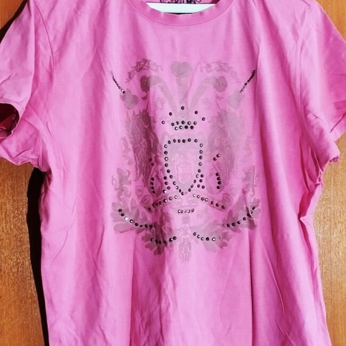 T-shirt with print like new, size L, pink