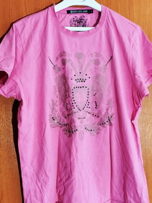 T-shirt with print like new, size L, pink