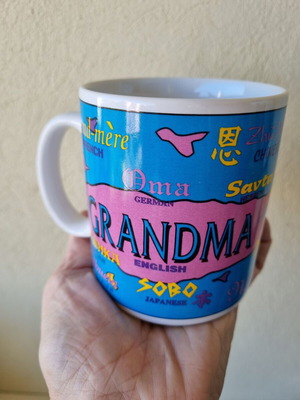 Vintage κεραμική κούπα Giftcraft "Grandma / Γιαγιά" σε πολλές γλώσσες